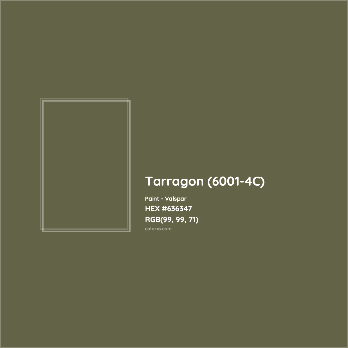 HEX #636347 Tarragon (6001-4C) Paint Valspar - Color Code