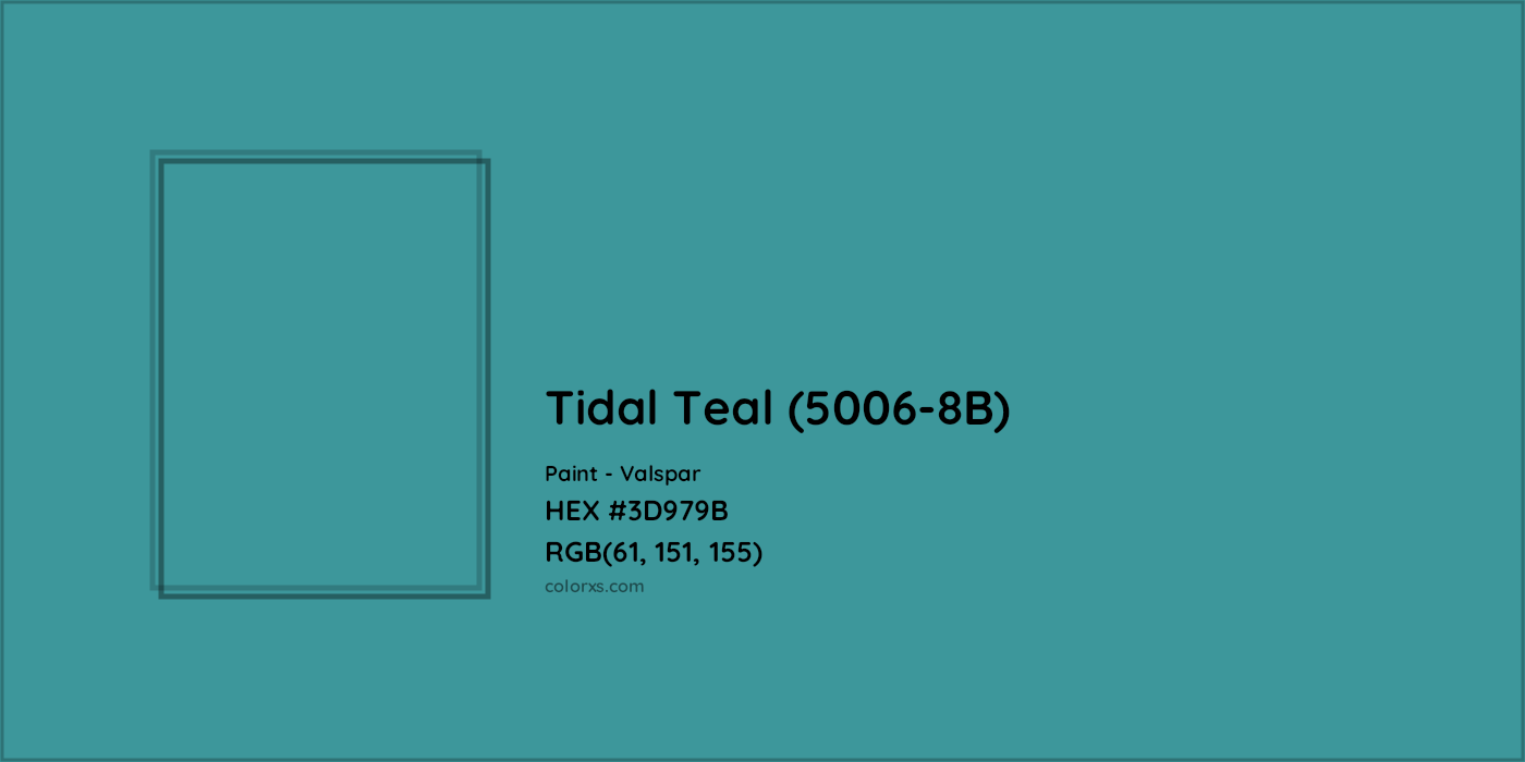 HEX #3D979B Tidal Teal (5006-8B) Paint Valspar - Color Code