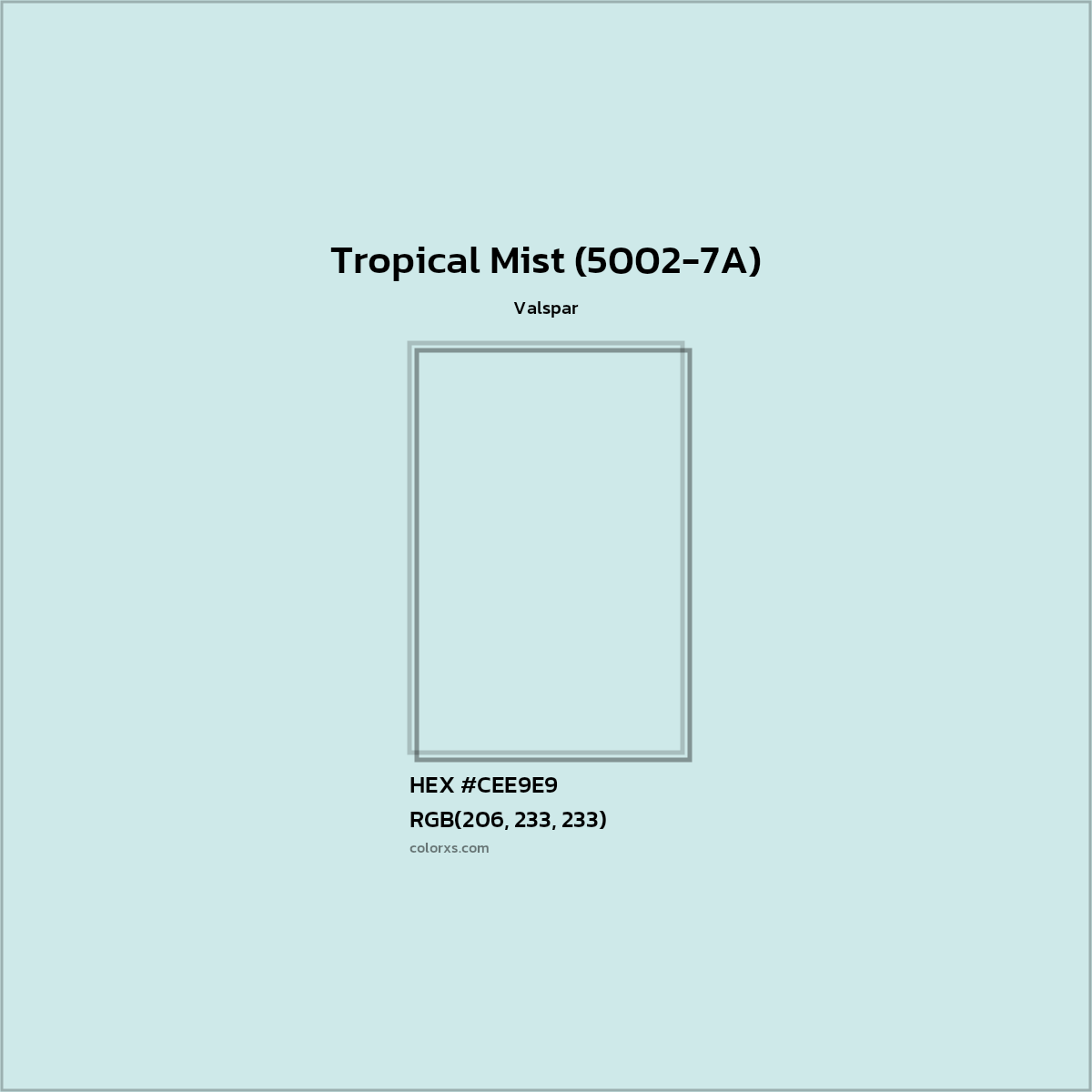 HEX #CEE9E9 Tropical Mist (5002-7A) Paint Valspar - Color Code