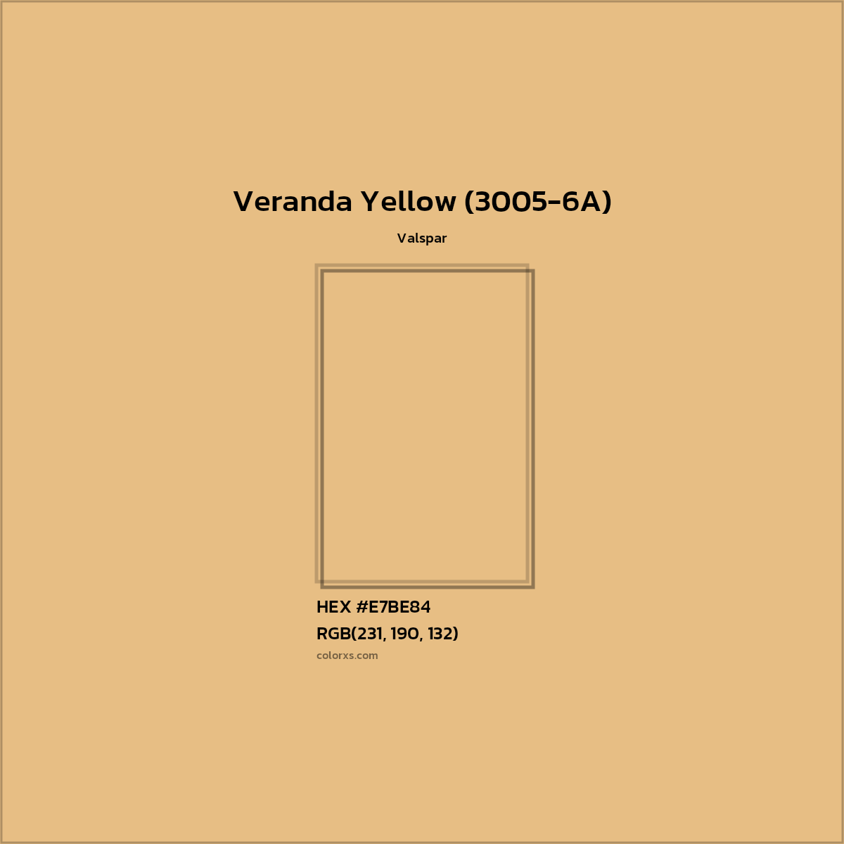 HEX #E7BE84 Veranda Yellow (3005-6A) Paint Valspar - Color Code