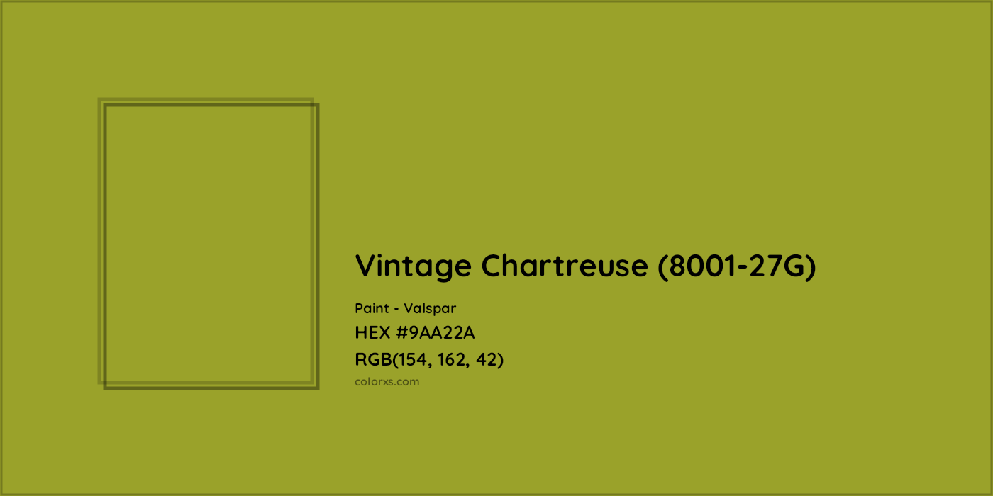 HEX #9AA22A Vintage Chartreuse (8001-27G) Paint Valspar - Color Code