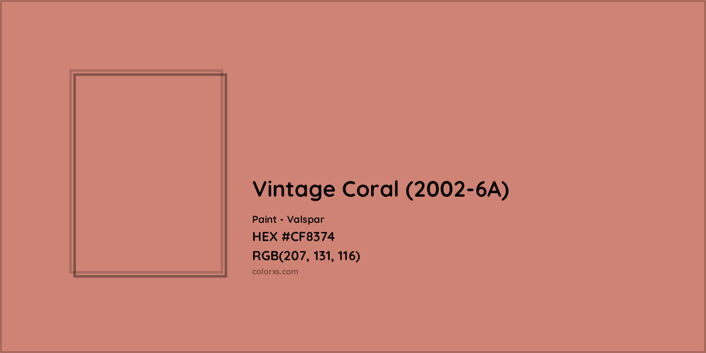 HEX #CF8374 Vintage Coral (2002-6A) Paint Valspar - Color Code
