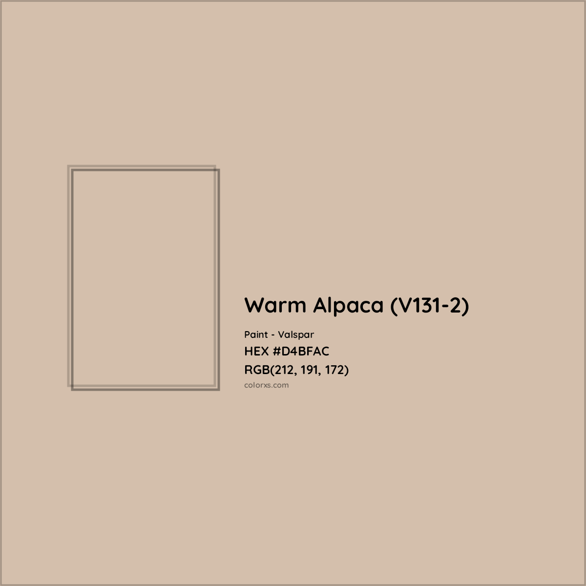 HEX #D4BFAC Warm Alpaca (V131-2) Paint Valspar - Color Code