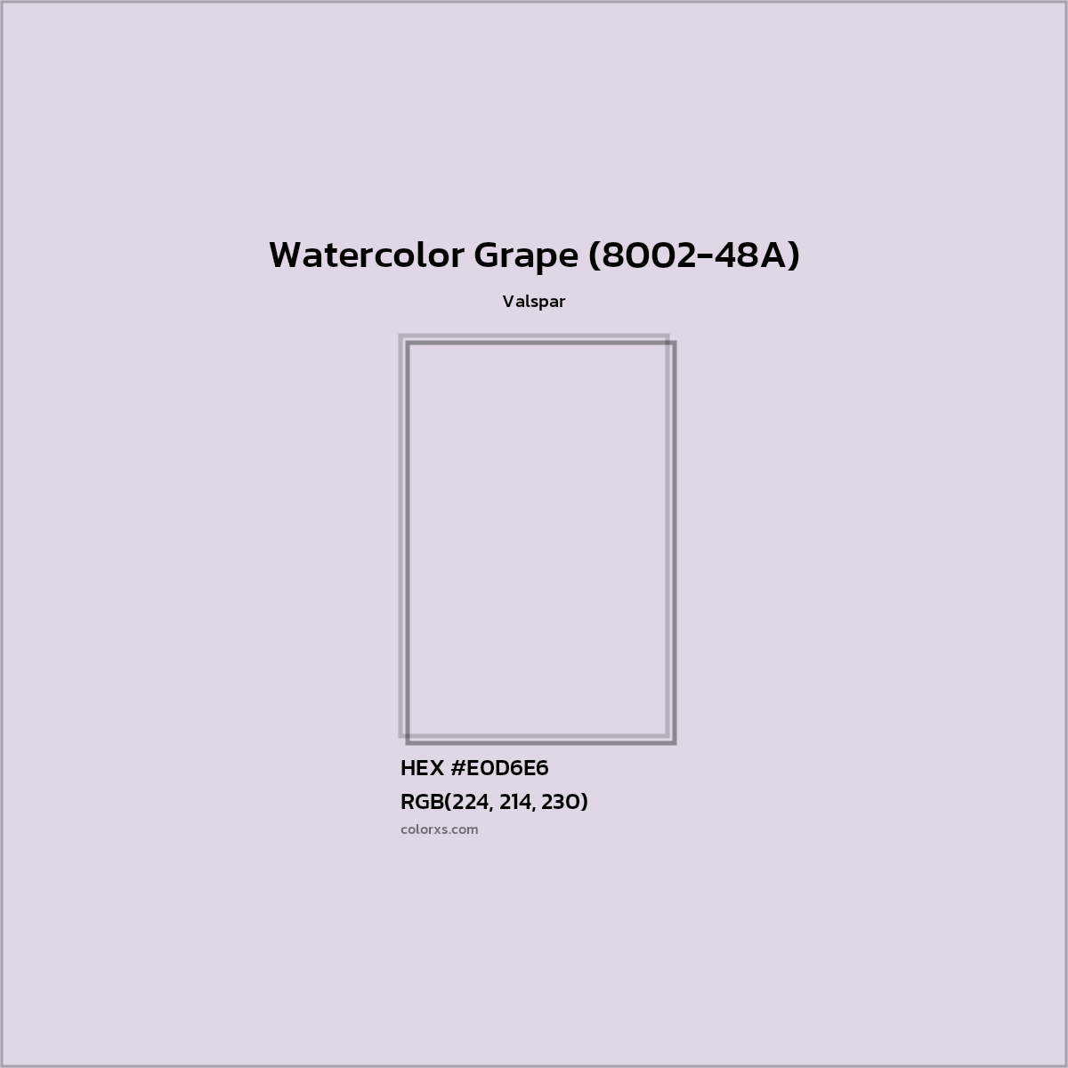 HEX #E0D6E6 Watercolor Grape (8002-48A) Paint Valspar - Color Code