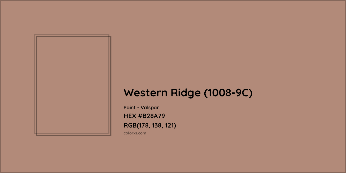 HEX #B28A79 Western Ridge (1008-9C) Paint Valspar - Color Code