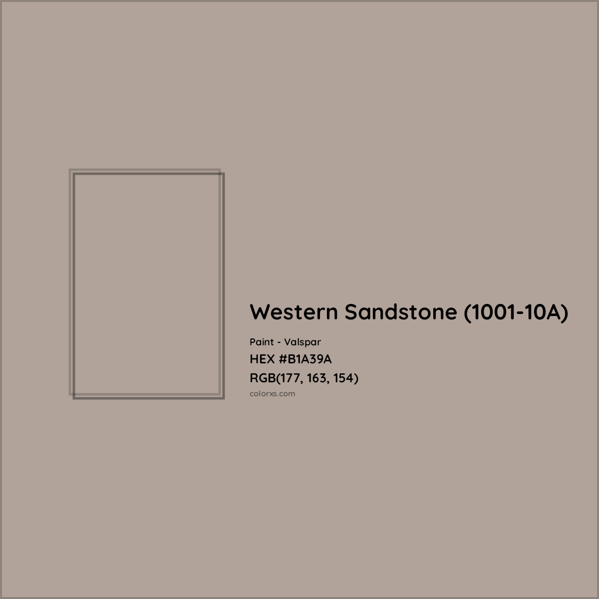HEX #B1A39A Western Sandstone (1001-10A) Paint Valspar - Color Code