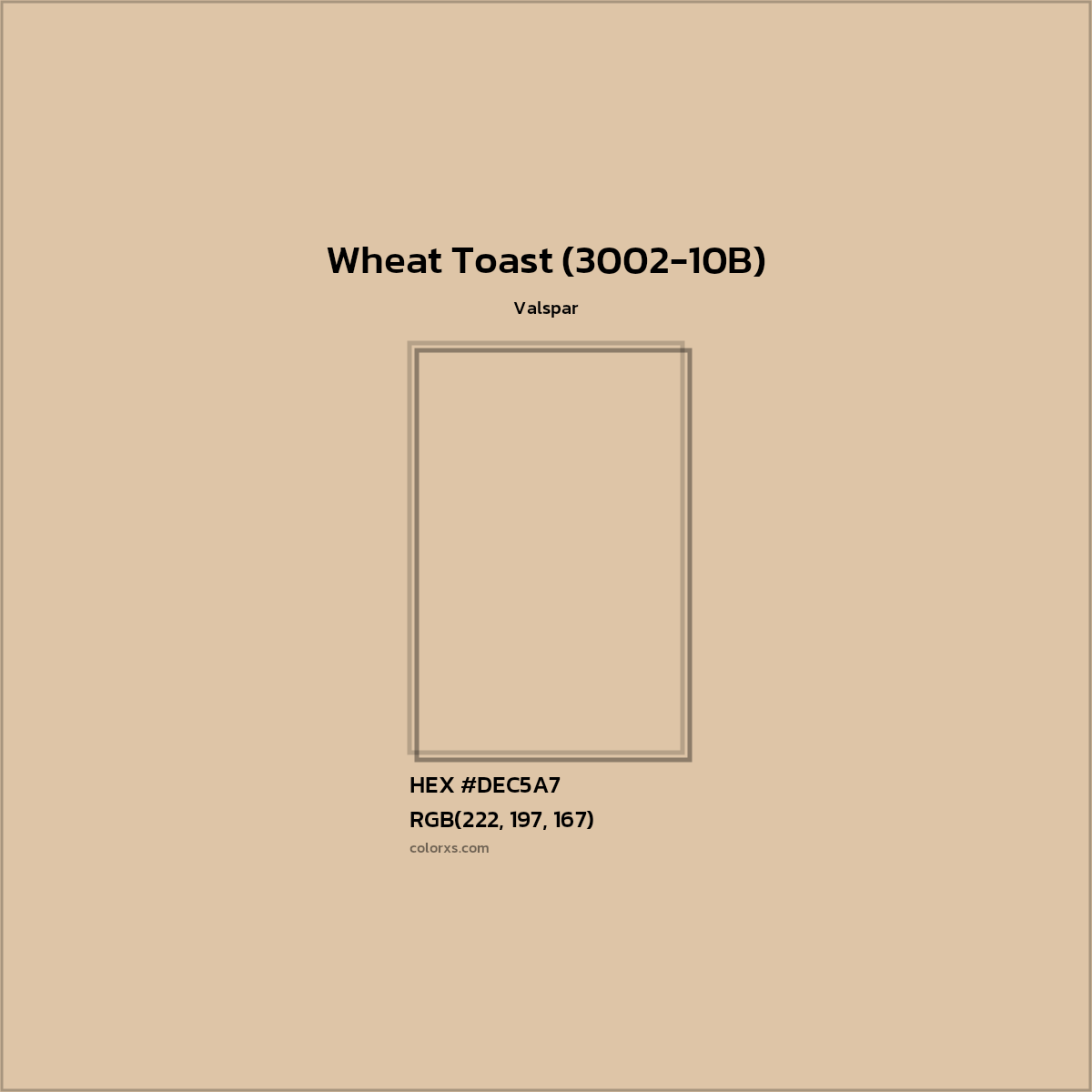 HEX #DEC5A7 Wheat Toast (3002-10B) Paint Valspar - Color Code