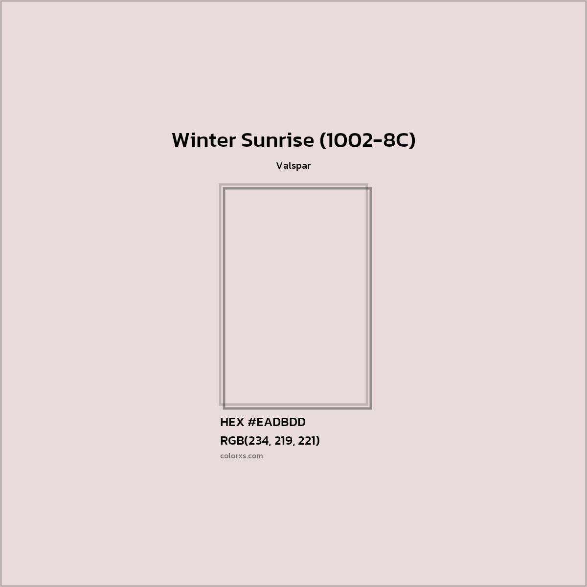 HEX #EADBDD Winter Sunrise (1002-8C) Paint Valspar - Color Code