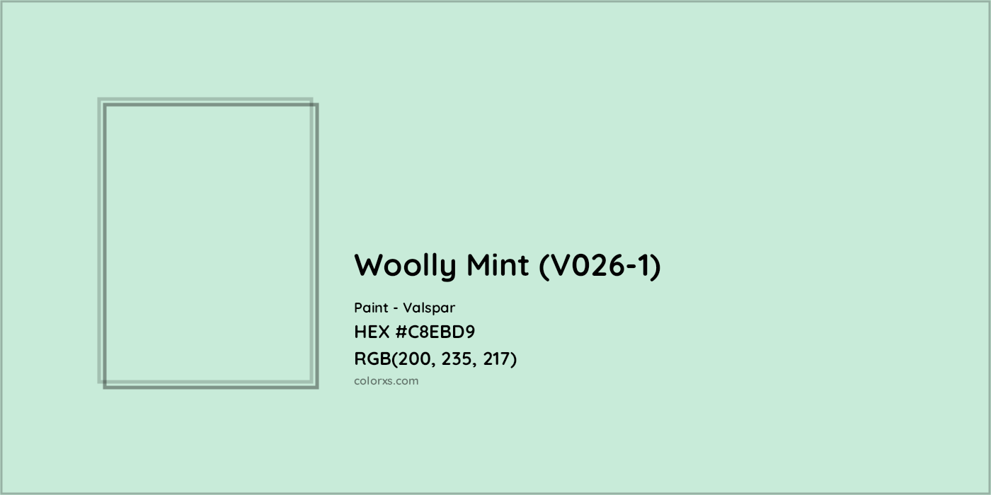 HEX #C8EBD9 Woolly Mint (V026-1) Paint Valspar - Color Code