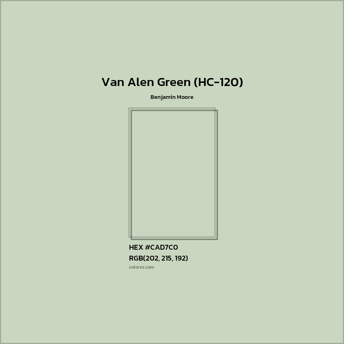 HEX #CAD7C0 Van Alen Green (HC-120) Paint Benjamin Moore - Color Code