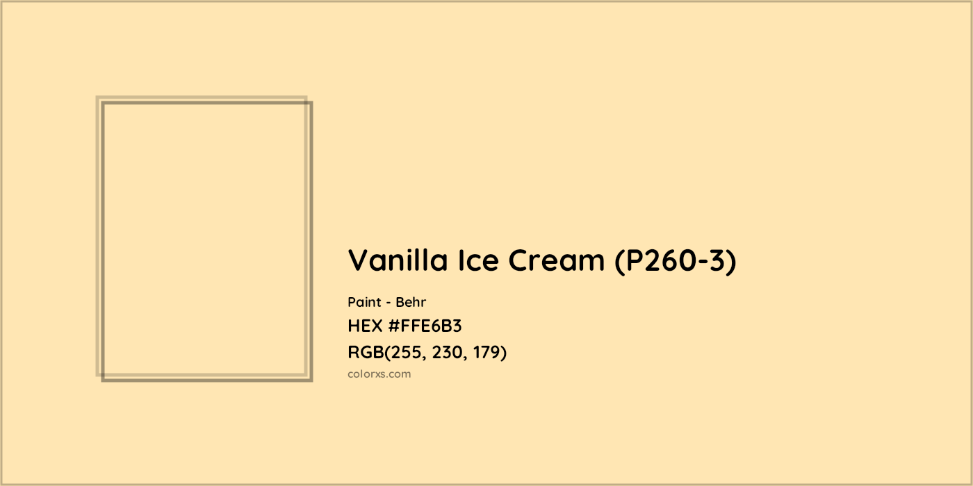 HEX #FFE6B3 Vanilla Ice Cream (P260-3) Paint Behr - Color Code