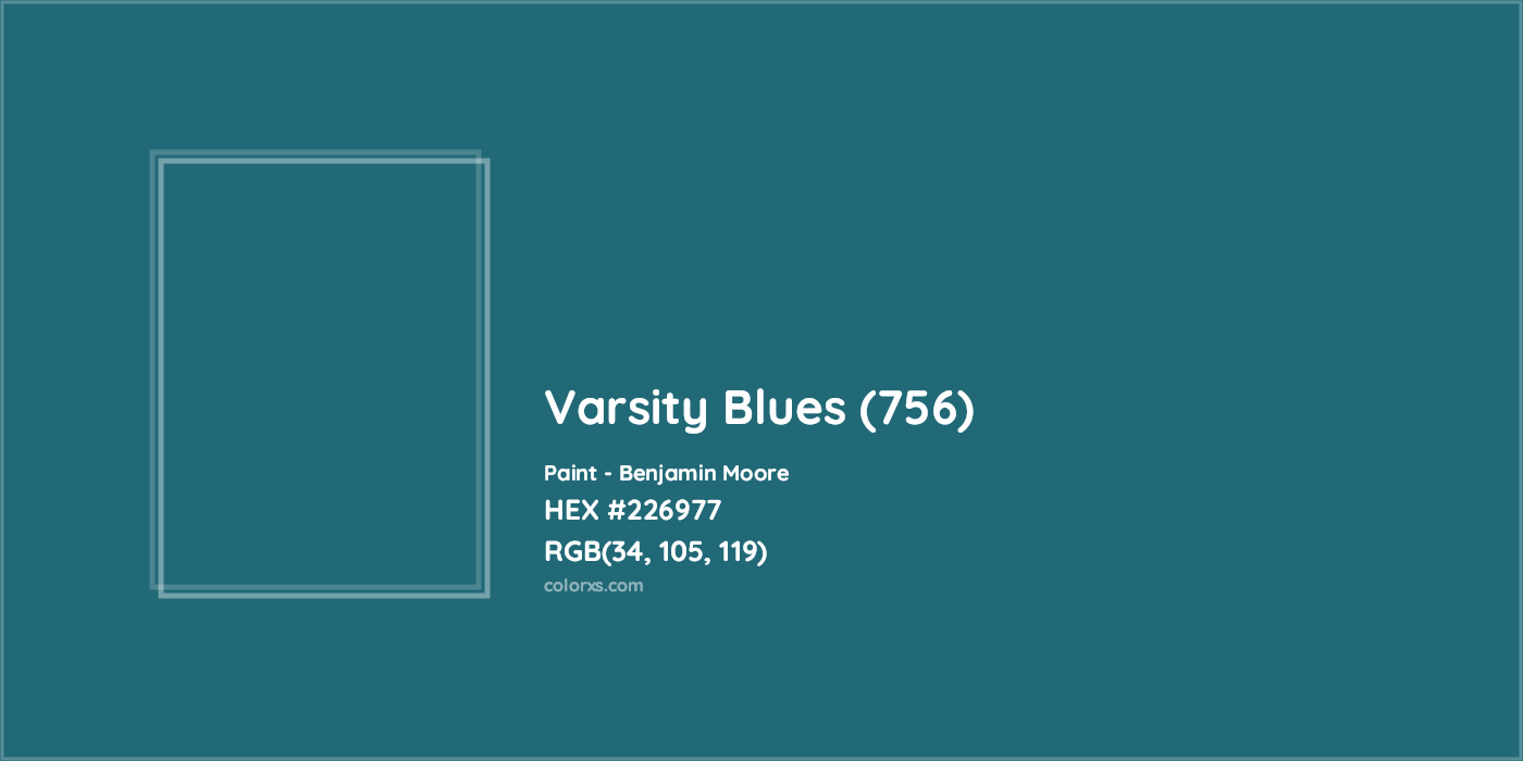 HEX #226977 Varsity Blues (756) Paint Benjamin Moore - Color Code