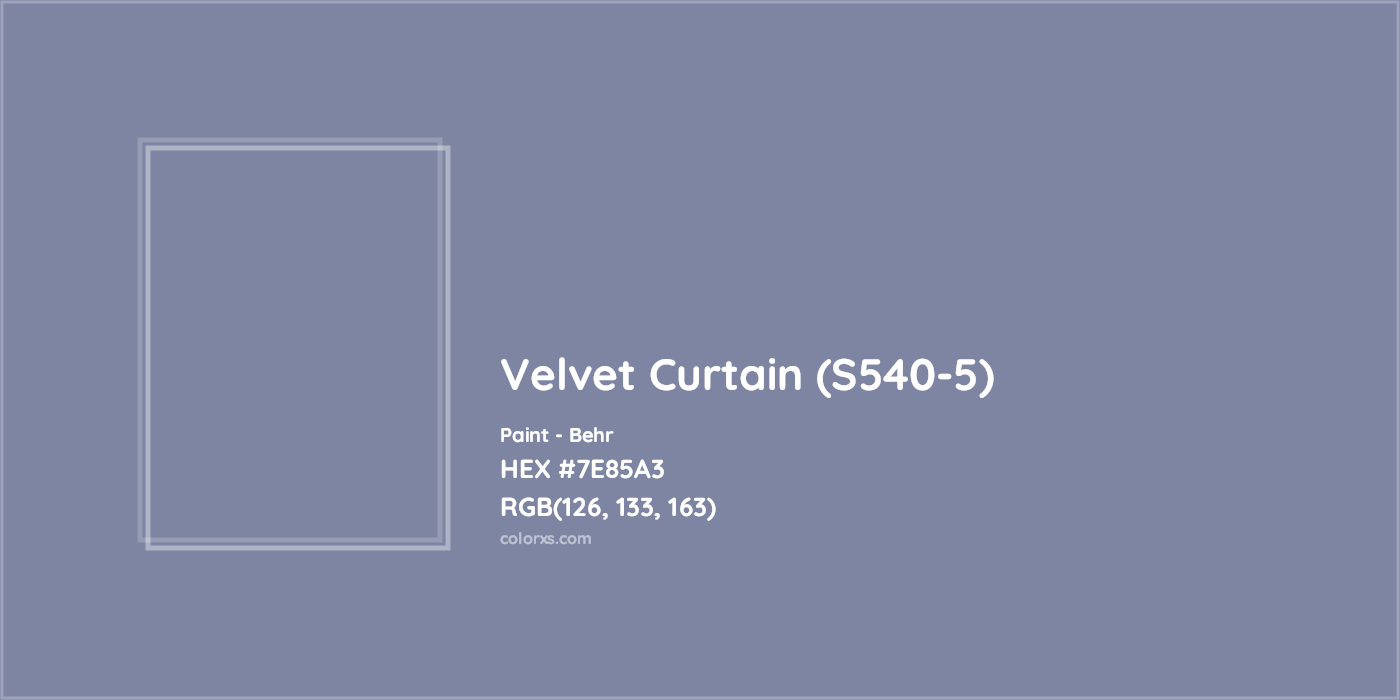 HEX #7E85A3 Velvet Curtain (S540-5) Paint Behr - Color Code