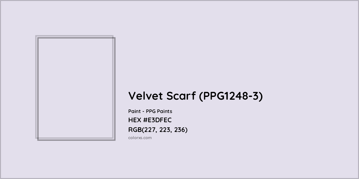 HEX #E3DFEC Velvet Scarf (PPG1248-3) Paint PPG Paints - Color Code