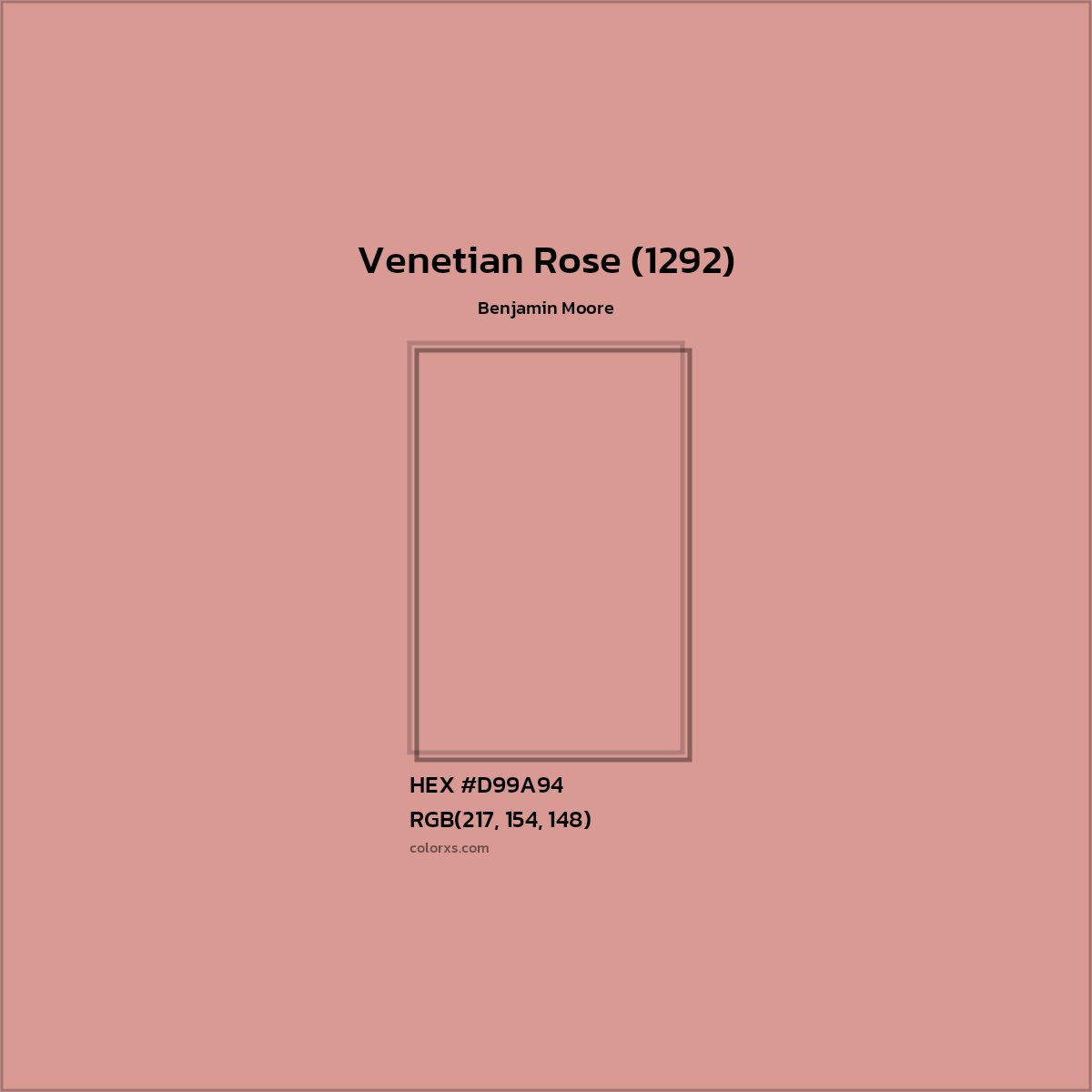 HEX #D99A94 Venetian Rose (1292) Paint Benjamin Moore - Color Code