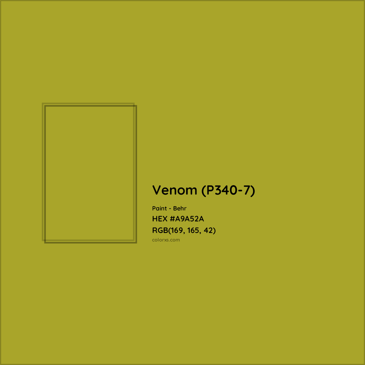 HEX #A9A52A Venom (P340-7) Paint Behr - Color Code
