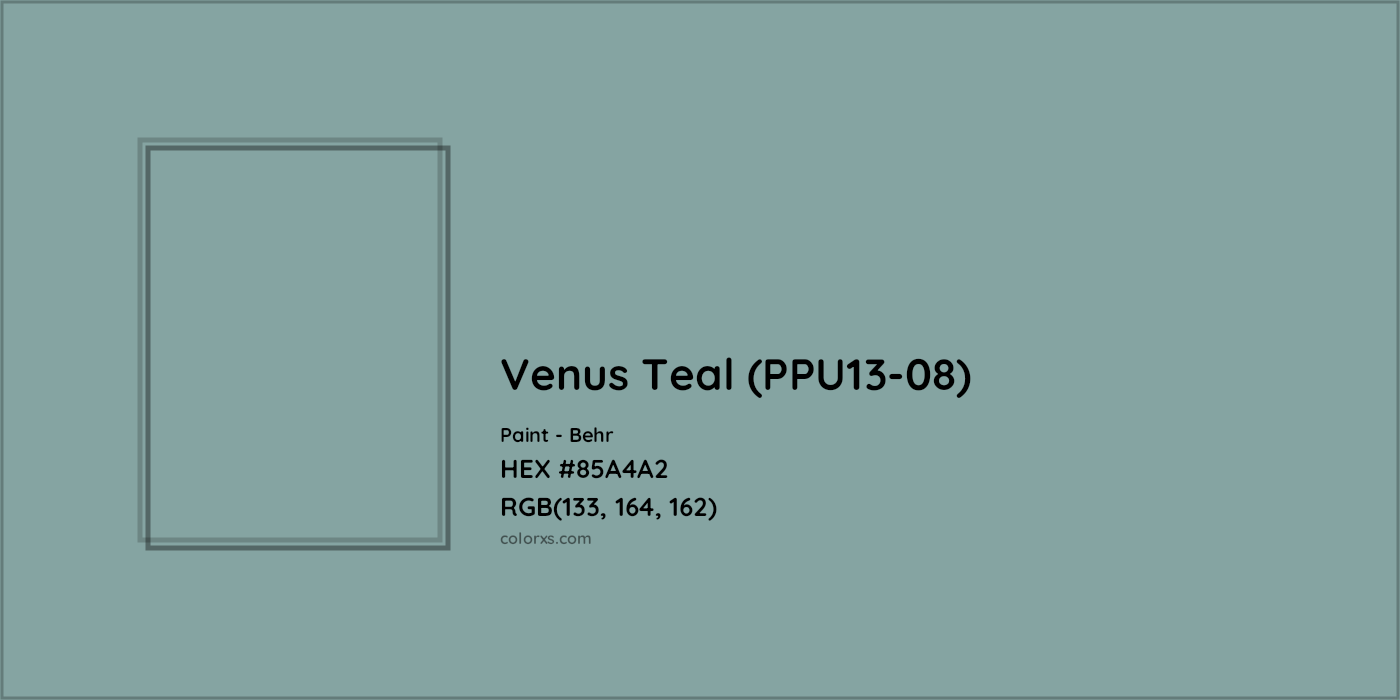 HEX #85A4A2 Venus Teal (PPU13-08) Paint Behr - Color Code