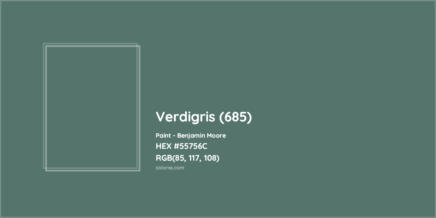 HEX #55756C Verdigris (685) Paint Benjamin Moore - Color Code