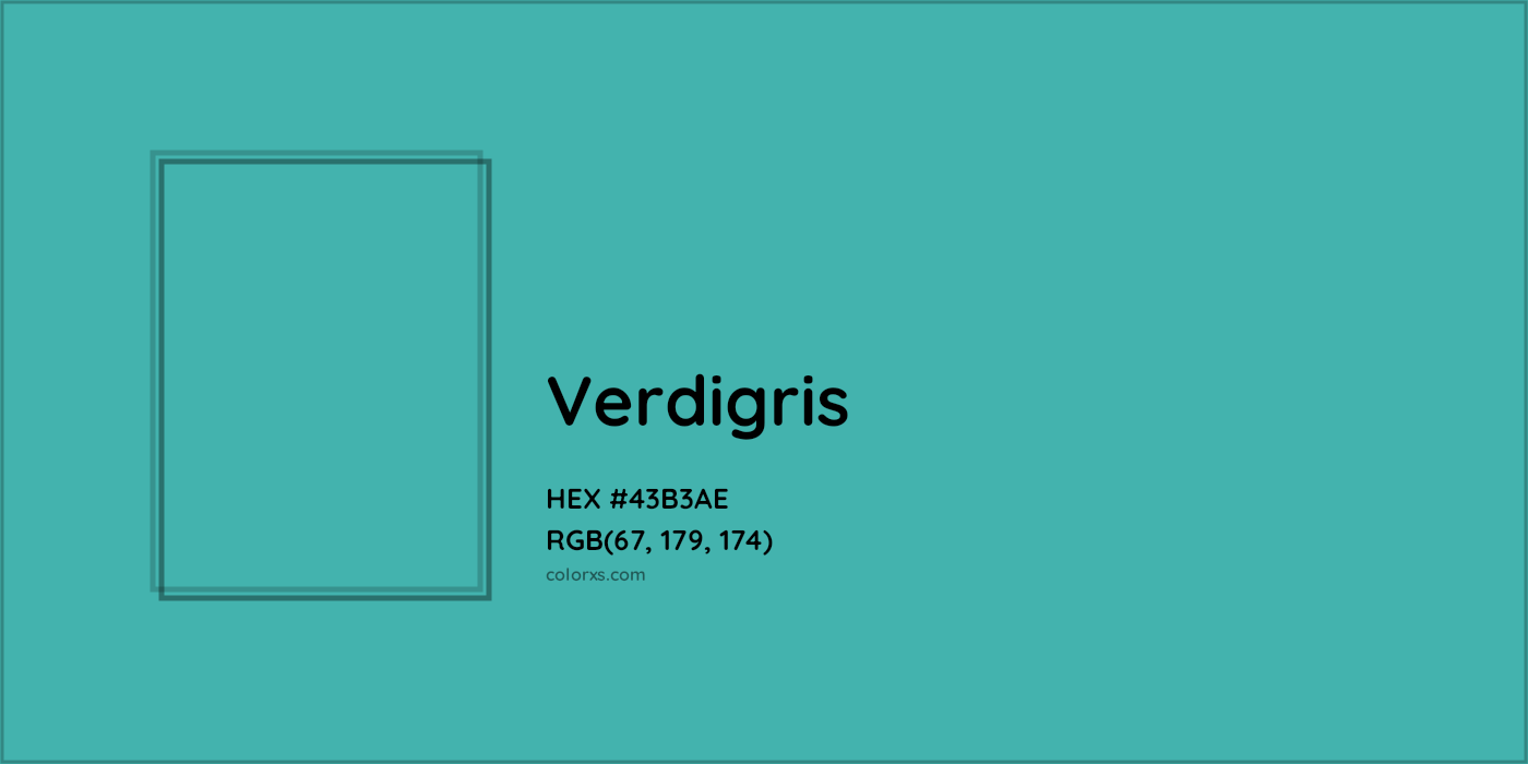 HEX #43B3AE Verdigris Color - Color Code