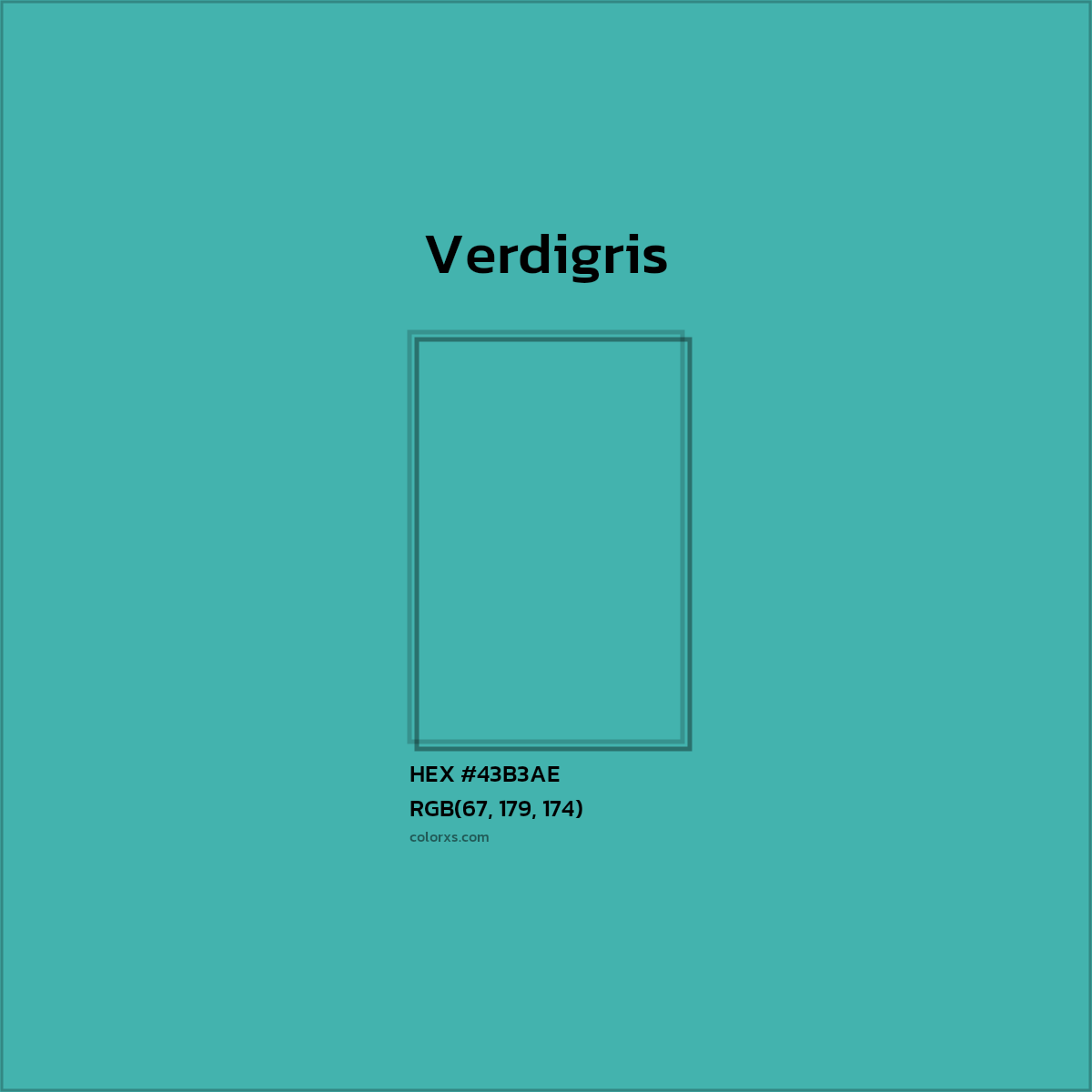 HEX #43B3AE Verdigris Color - Color Code