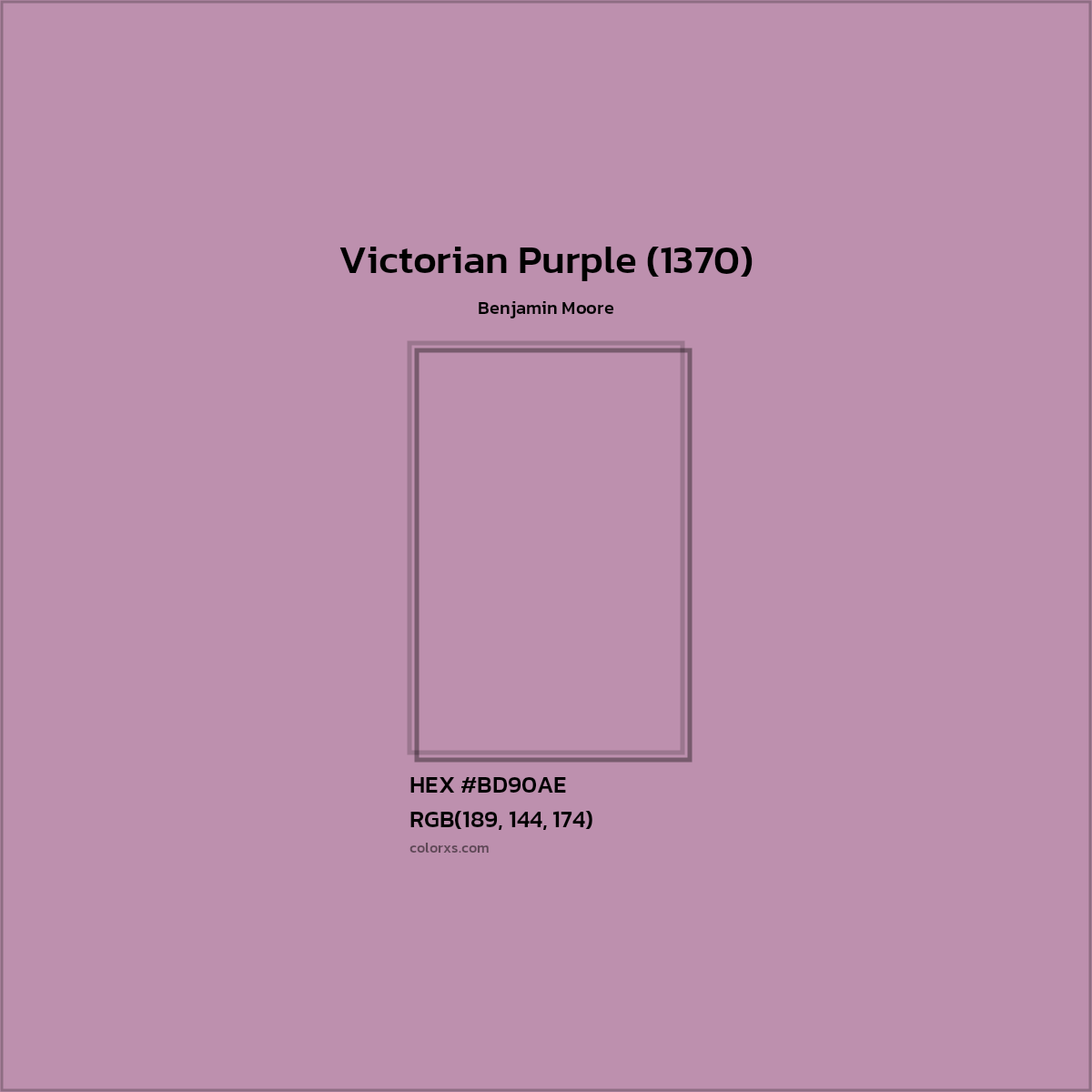 HEX #BD90AE Victorian Purple (1370) Paint Benjamin Moore - Color Code