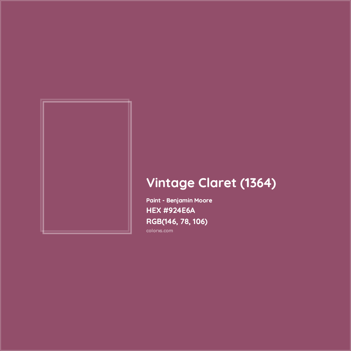 HEX #924E6A Vintage Claret (1364) Paint Benjamin Moore - Color Code