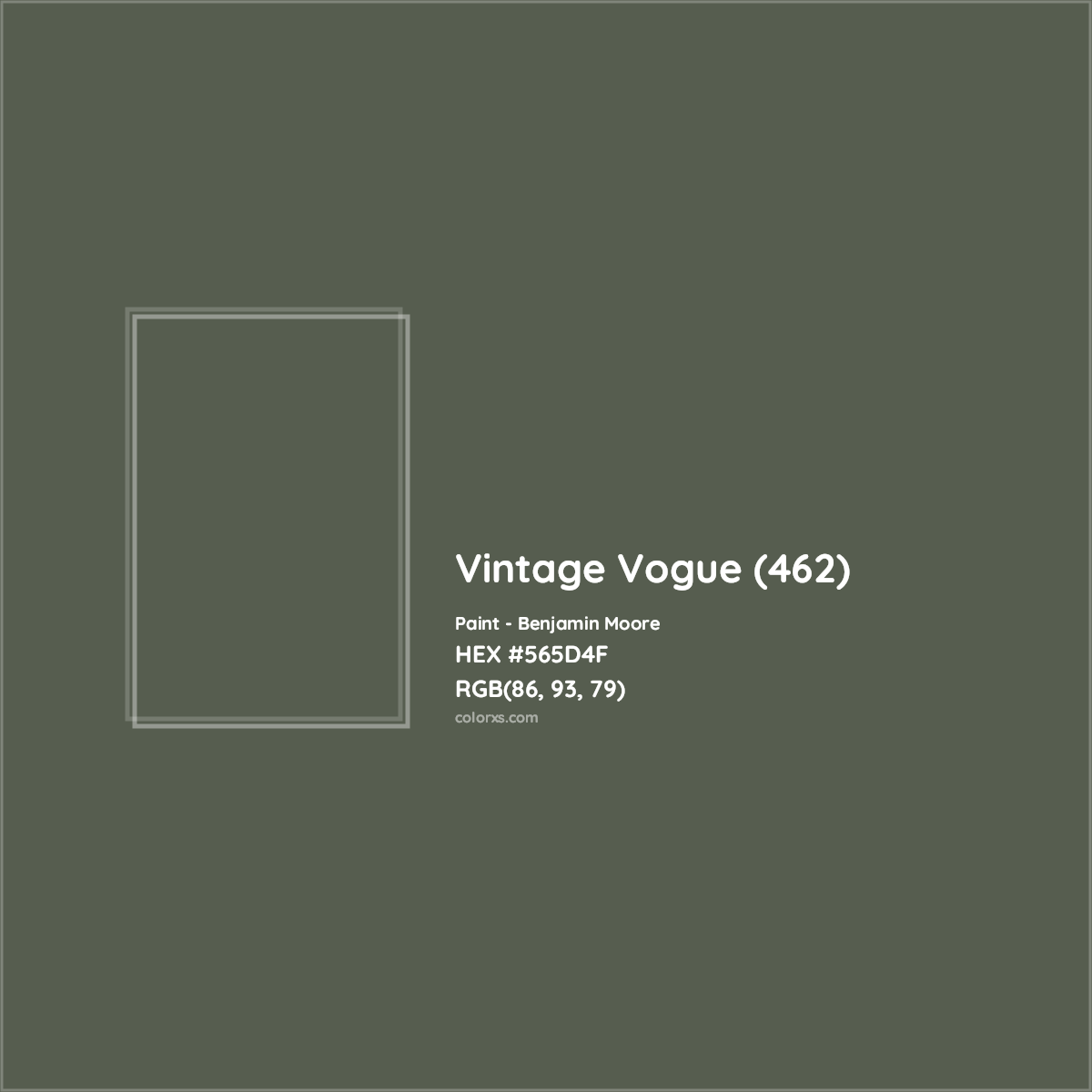 HEX #565D4F Vintage Vogue (462) Paint Benjamin Moore - Color Code