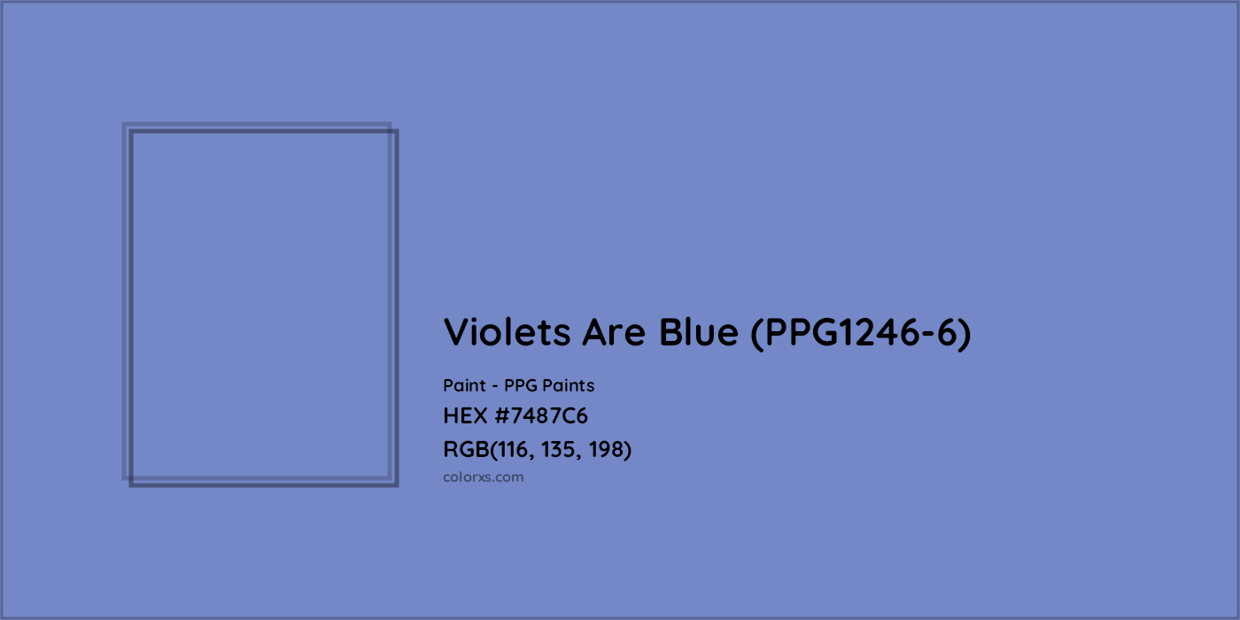 HEX #7487C6 Violets Are Blue (PPG1246-6) Paint PPG Paints - Color Code