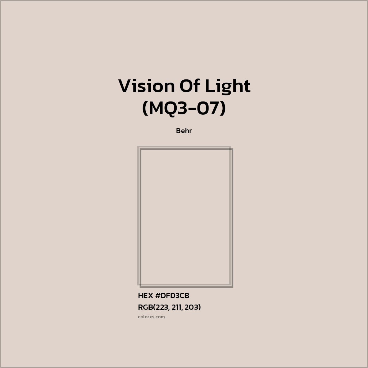 HEX #DFD3CB Vision Of Light (MQ3-07) Paint Behr - Color Code