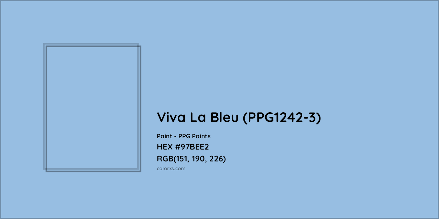 HEX #97BEE2 Viva La Bleu (PPG1242-3) Paint PPG Paints - Color Code