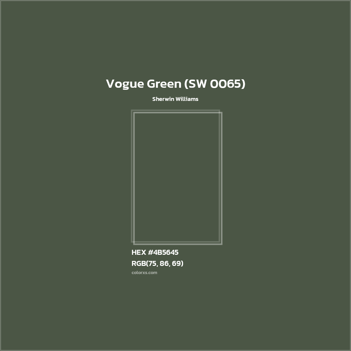 HEX #4B5645 Vogue Green (SW 0065) Paint Sherwin Williams - Color Code