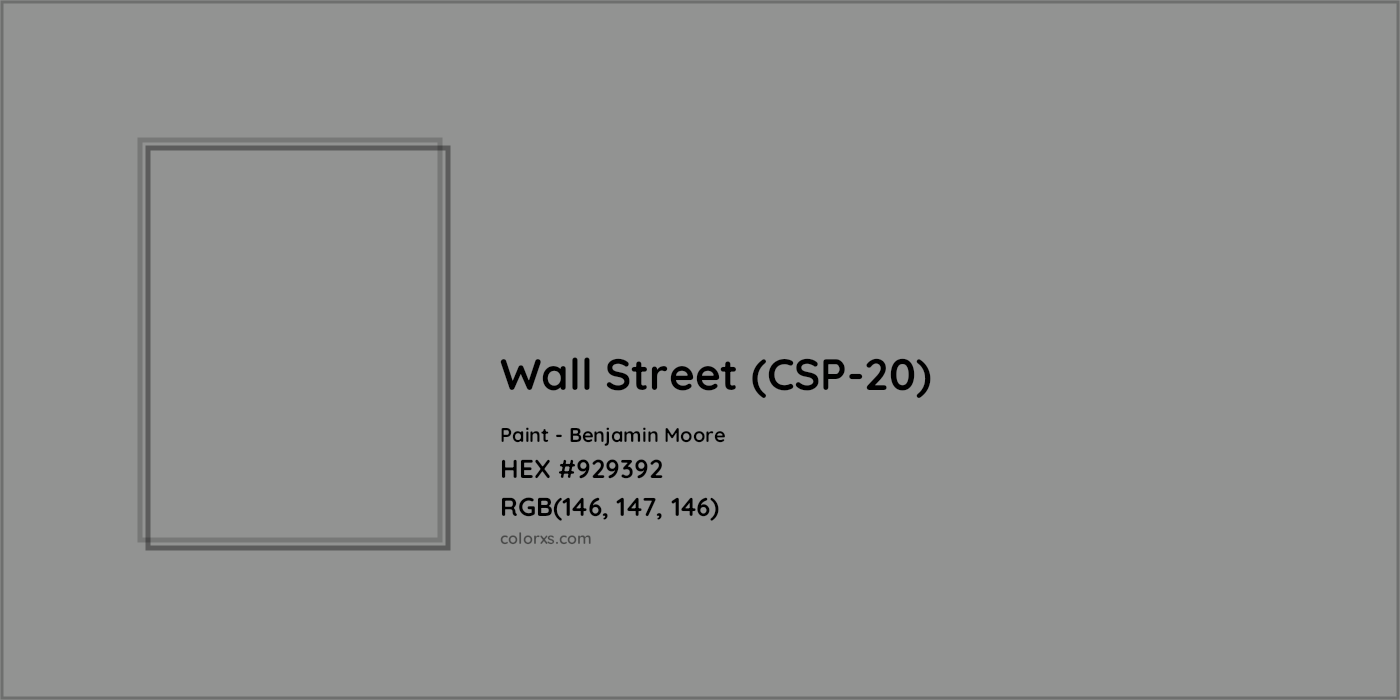 HEX #929392 Wall Street (CSP-20) Paint Benjamin Moore - Color Code