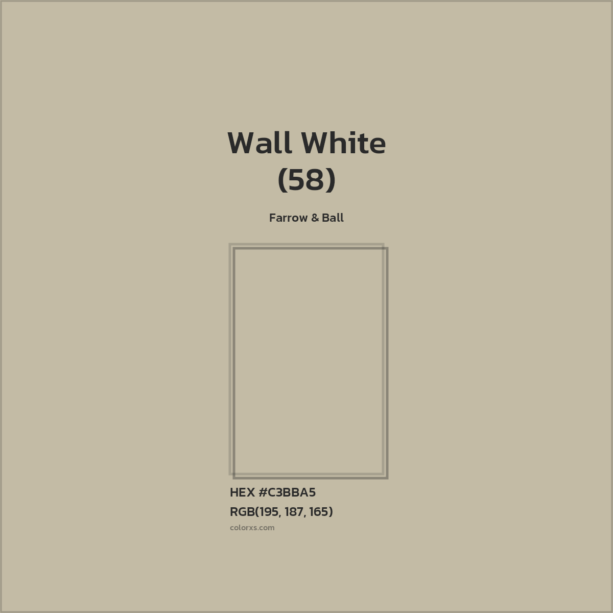HEX #C3BBA5 Wall White (58) Paint Farrow & Ball - Color Code