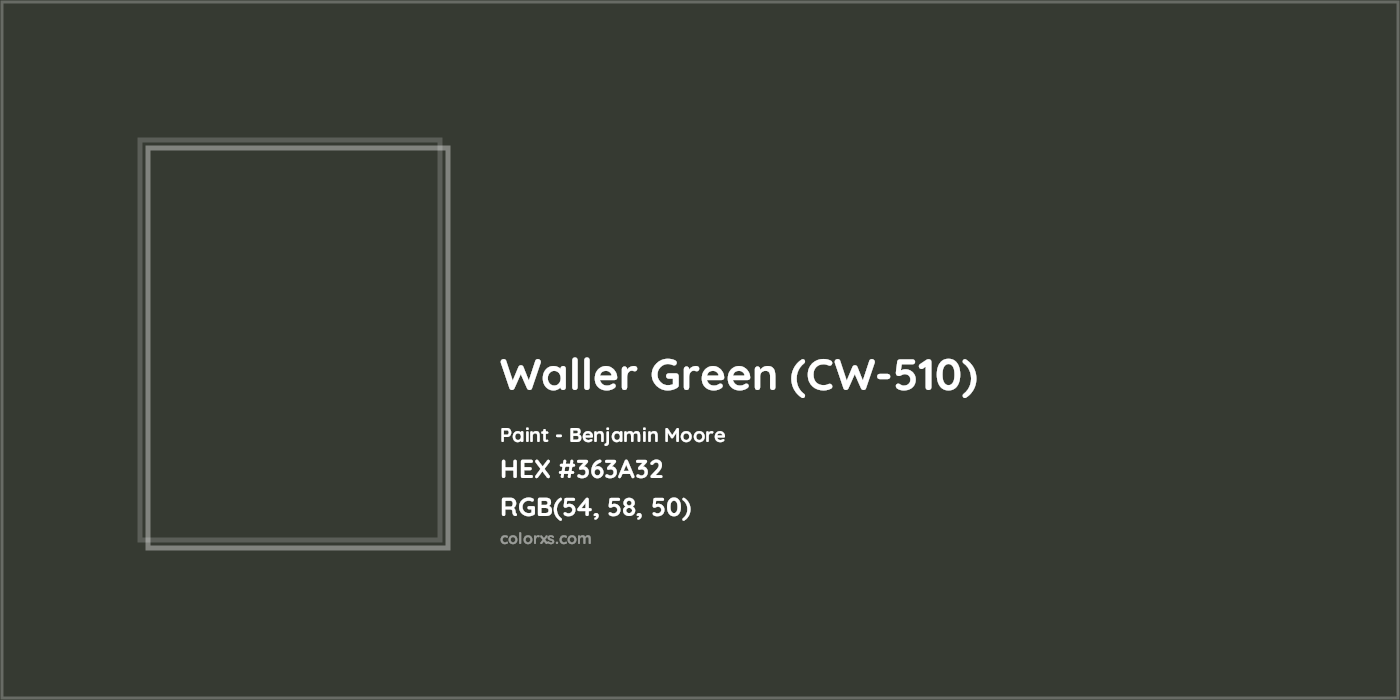 HEX #363A32 Waller Green (CW-510) Paint Benjamin Moore - Color Code