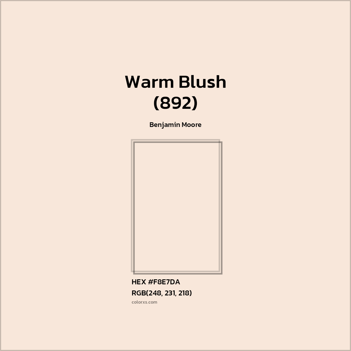 HEX #F8E7DA Warm Blush (892) Paint Benjamin Moore - Color Code