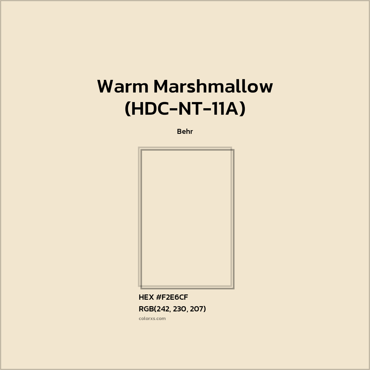 HEX #F2E6CF Warm Marshmallow (HDC-NT-11A) Paint Behr - Color Code