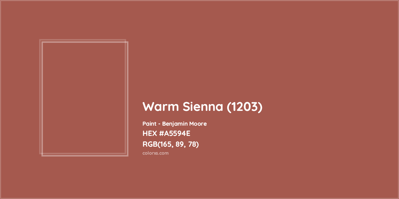 HEX #A5594E Warm Sienna (1203) Paint Benjamin Moore - Color Code