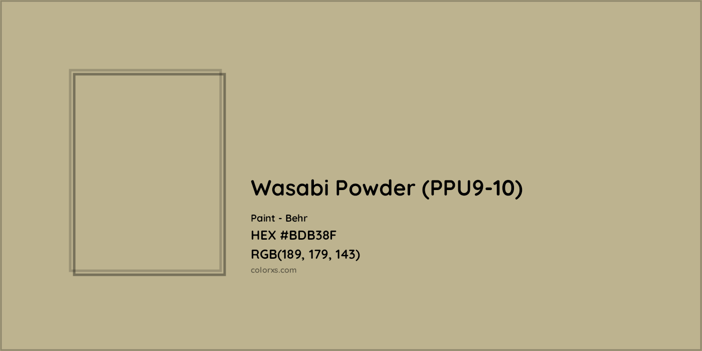 HEX #BDB38F Wasabi Powder (PPU9-10) Paint Behr - Color Code