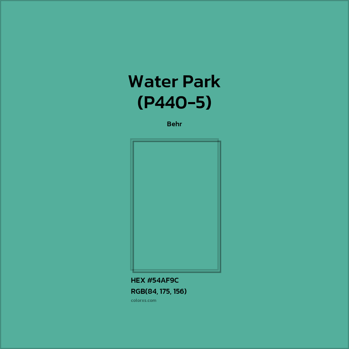 HEX #54AF9C Water Park (P440-5) Paint Behr - Color Code