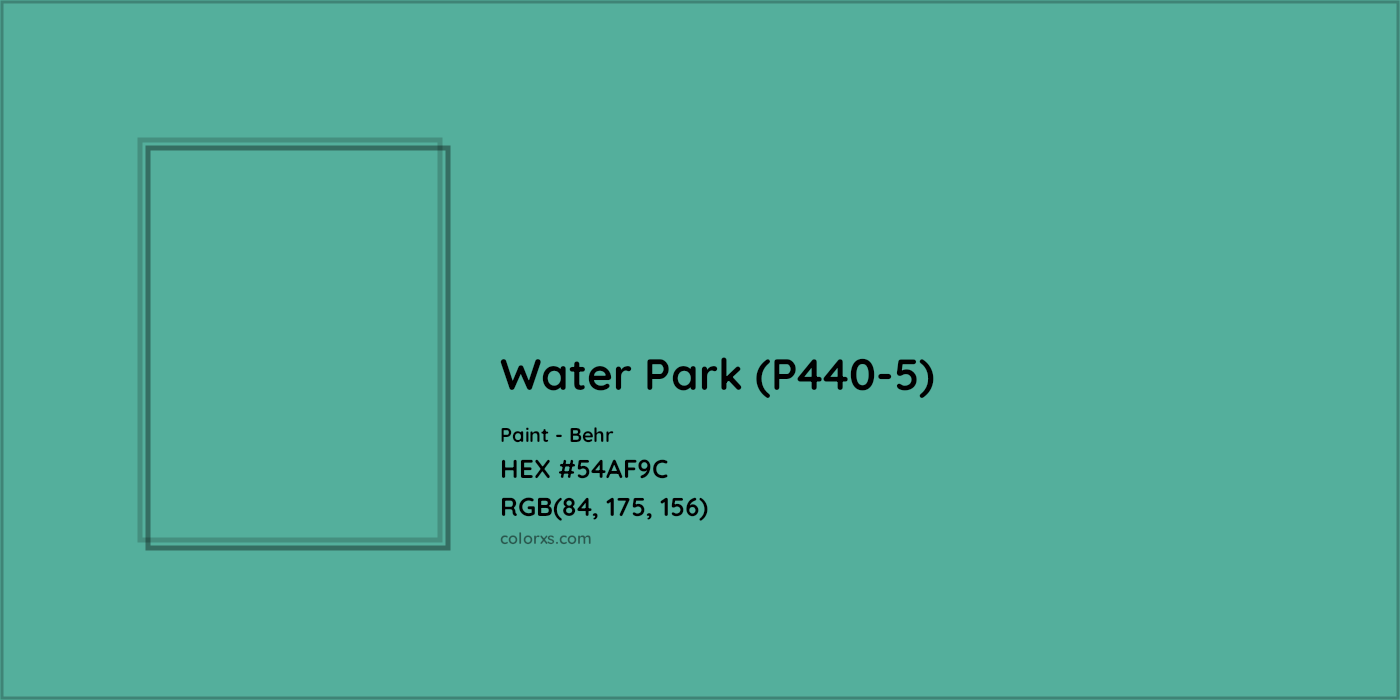 HEX #54AF9C Water Park (P440-5) Paint Behr - Color Code