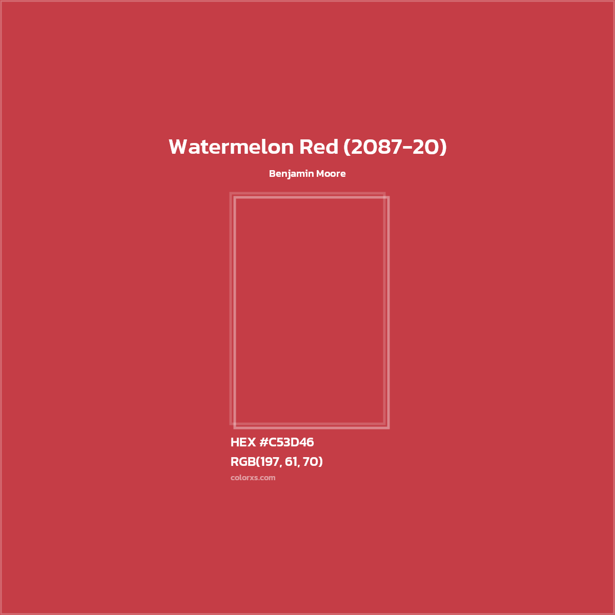 HEX #C53D46 Watermelon Red (2087-20) Paint Benjamin Moore - Color Code