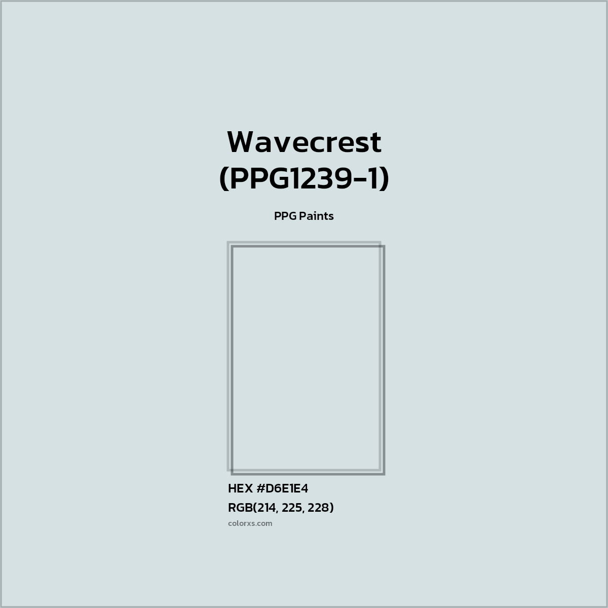 HEX #D6E1E4 Wavecrest (PPG1239-1) Paint PPG Paints - Color Code