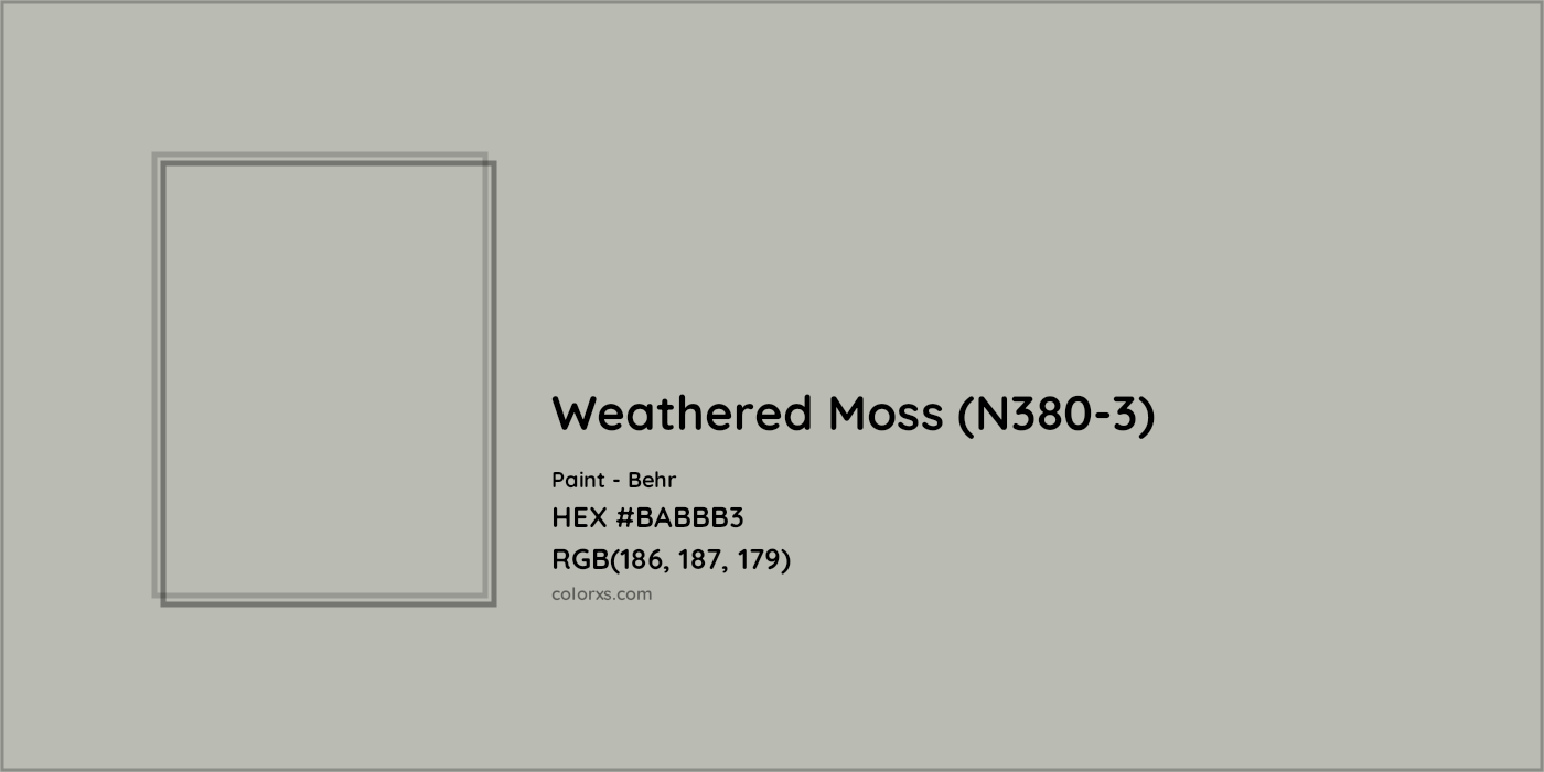 HEX #BABBB3 Weathered Moss (N380-3) Paint Behr - Color Code