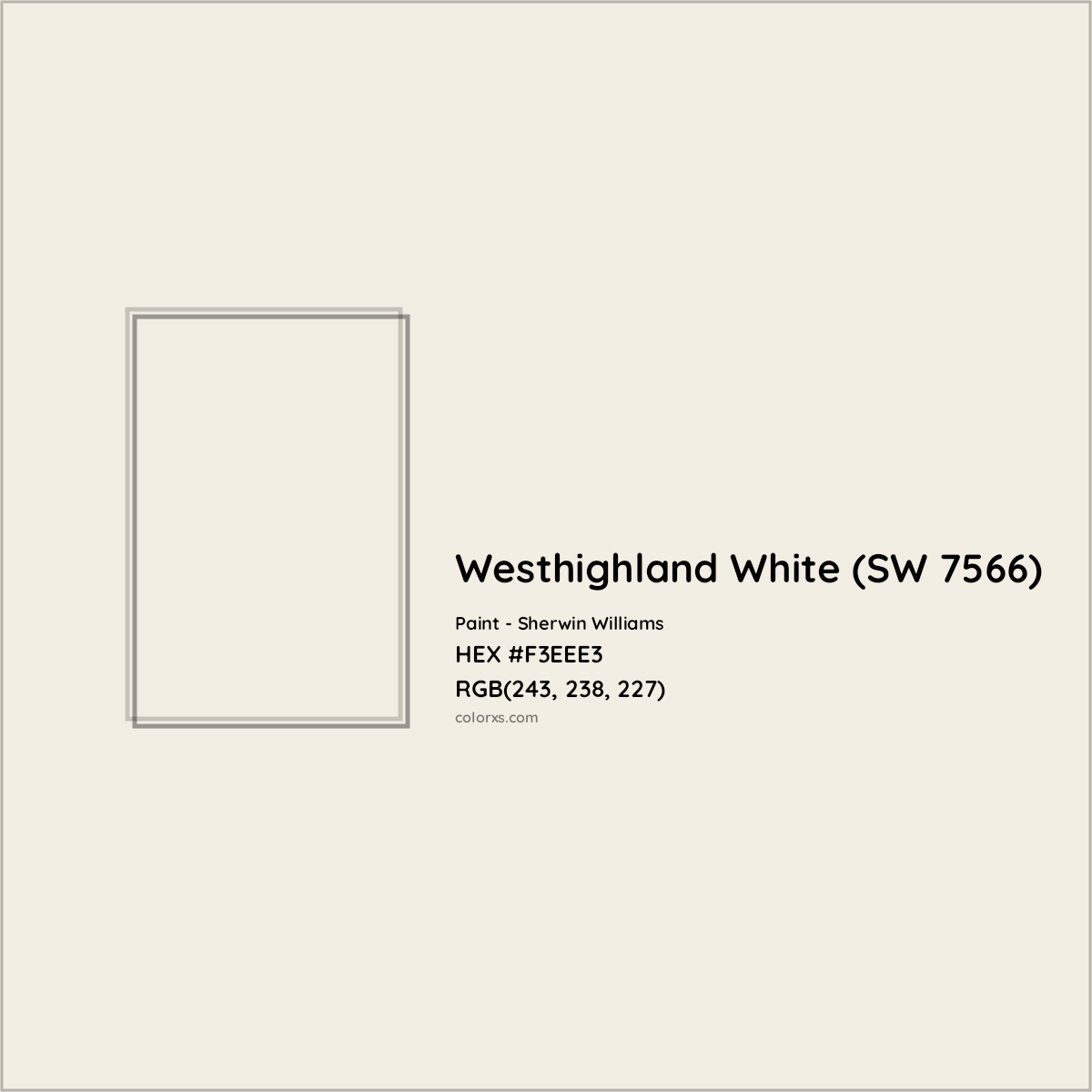 HEX #F3EEE3 Westhighland White (SW 7566) Paint Sherwin Williams - Color Code