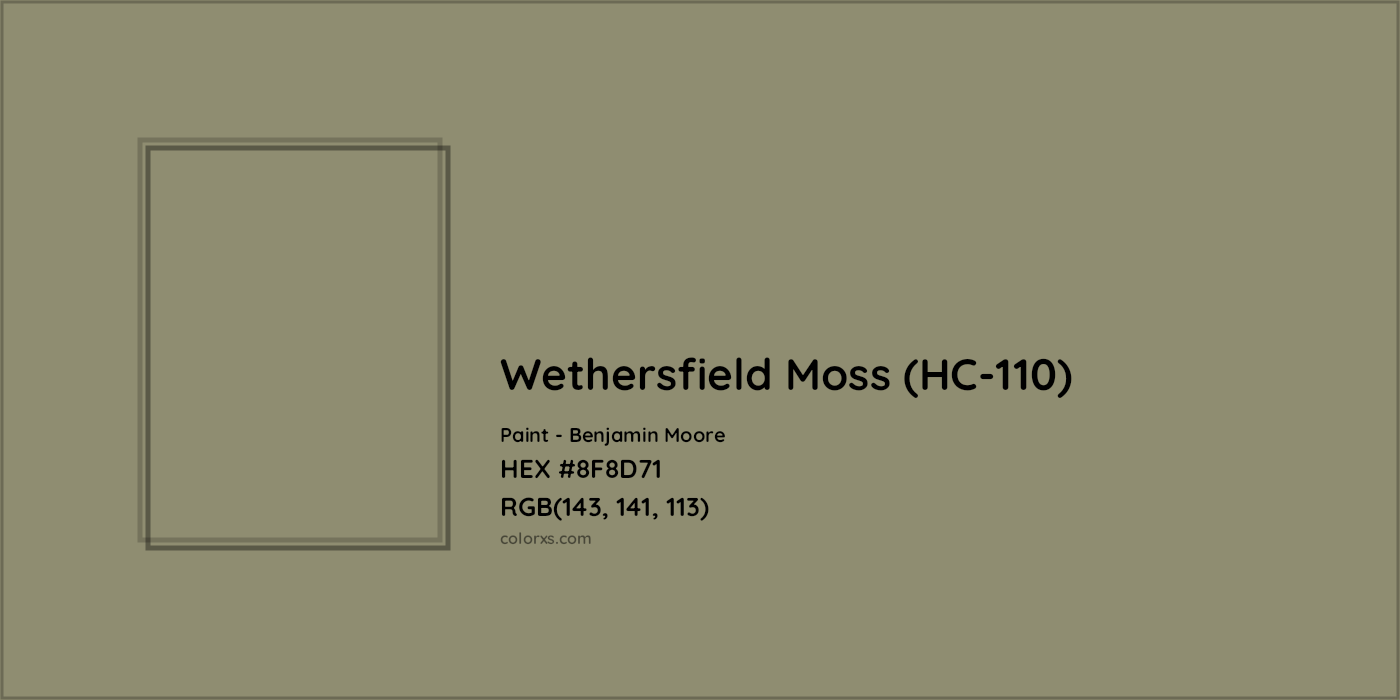 HEX #8F8D71 Wethersfield Moss (HC-110) Paint Benjamin Moore - Color Code