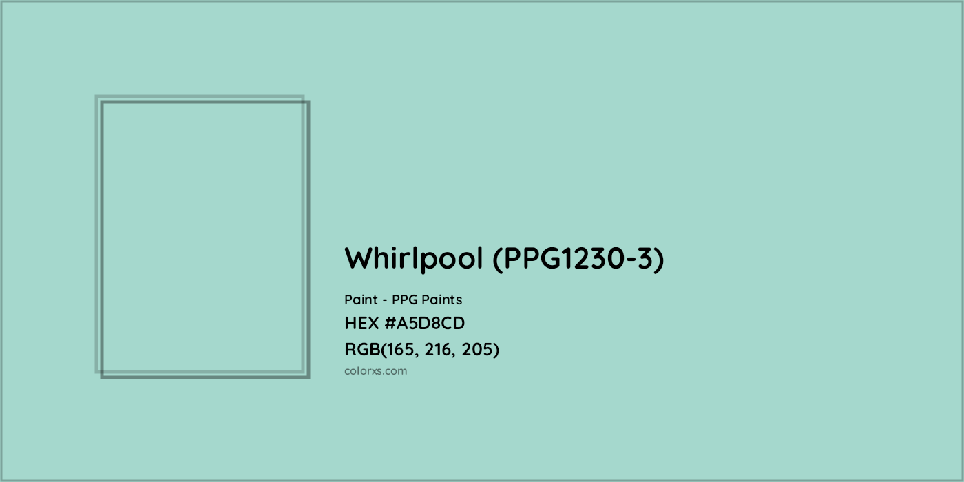 HEX #A5D8CD Whirlpool (PPG1230-3) Paint PPG Paints - Color Code