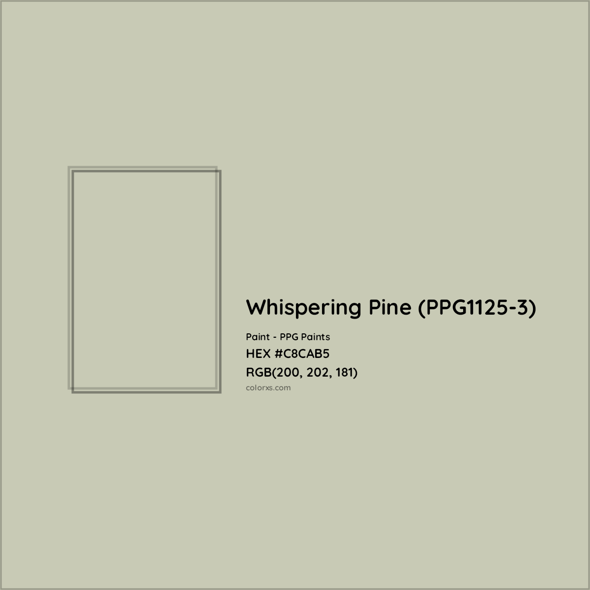 HEX #C8CAB5 Whispering Pine (PPG1125-3) Paint PPG Paints - Color Code
