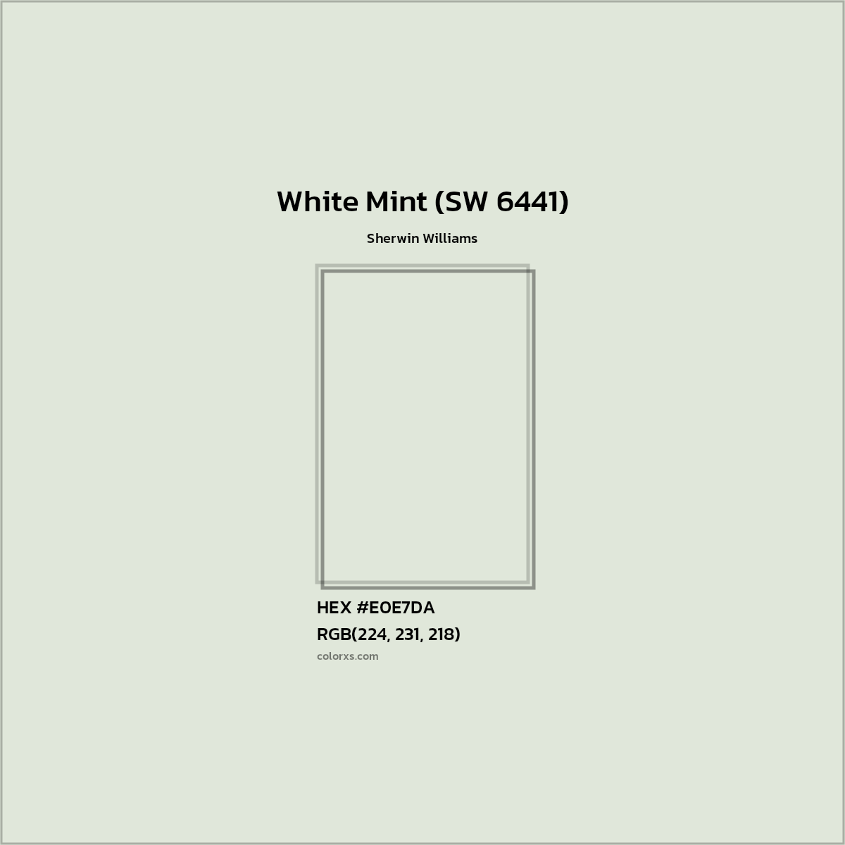 HEX #E0E7DA White Mint (SW 6441) Paint Sherwin Williams - Color Code