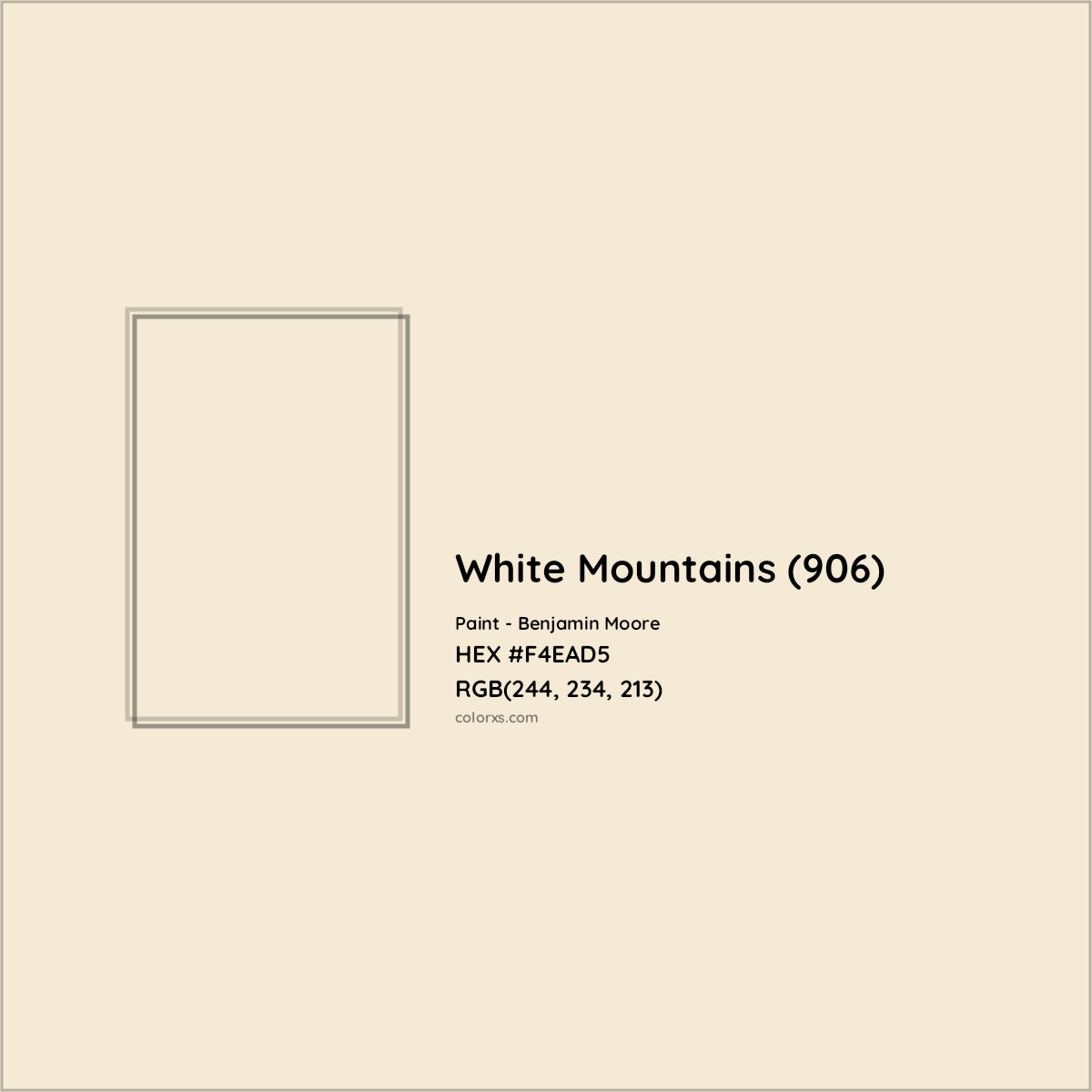 HEX #F4EAD5 White Mountains (906) Paint Benjamin Moore - Color Code