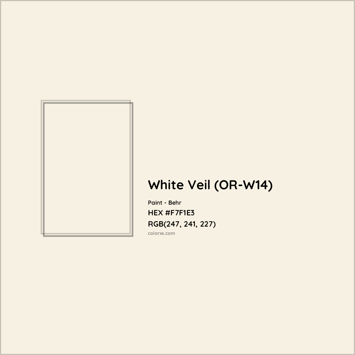 HEX #F7F1E3 White Veil (OR-W14) Paint Behr - Color Code